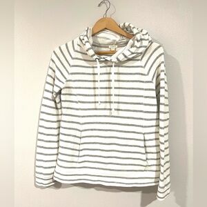 J. Crew sweatshirt white and gray stripes hoodie size XS runs large se measu…